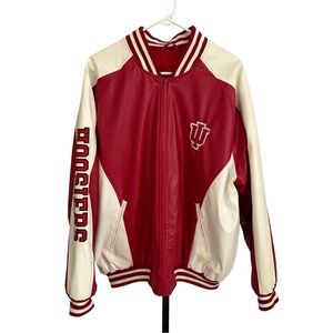 Vintage Steve & Barry's Indiana University Embroidered Leather Varsity Jacket